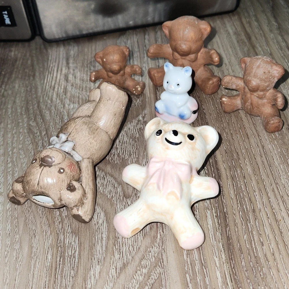 Vintage Glass Porcelain Ceramic Bear Figurines VTG Collectible Mid-Century HTF
